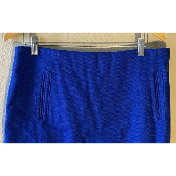 COPY - Talbots Pencil Skirt Royal Blue Lined Size 12 Front Slit Pockets Woven N… - Picture 2 of 10
